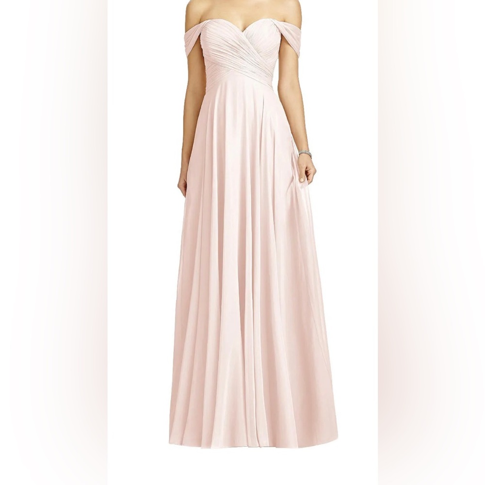 Dessy Collection Blush/ Pink Bridesmaid Dress Off The Shoulder Long Dress